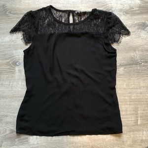 Black Lace Detail Blouse